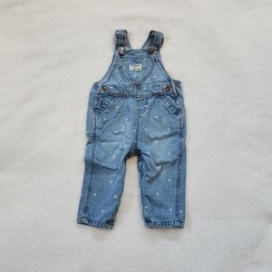 OshKosh Denim Heart Overalls,  Girls Size 9 Months.